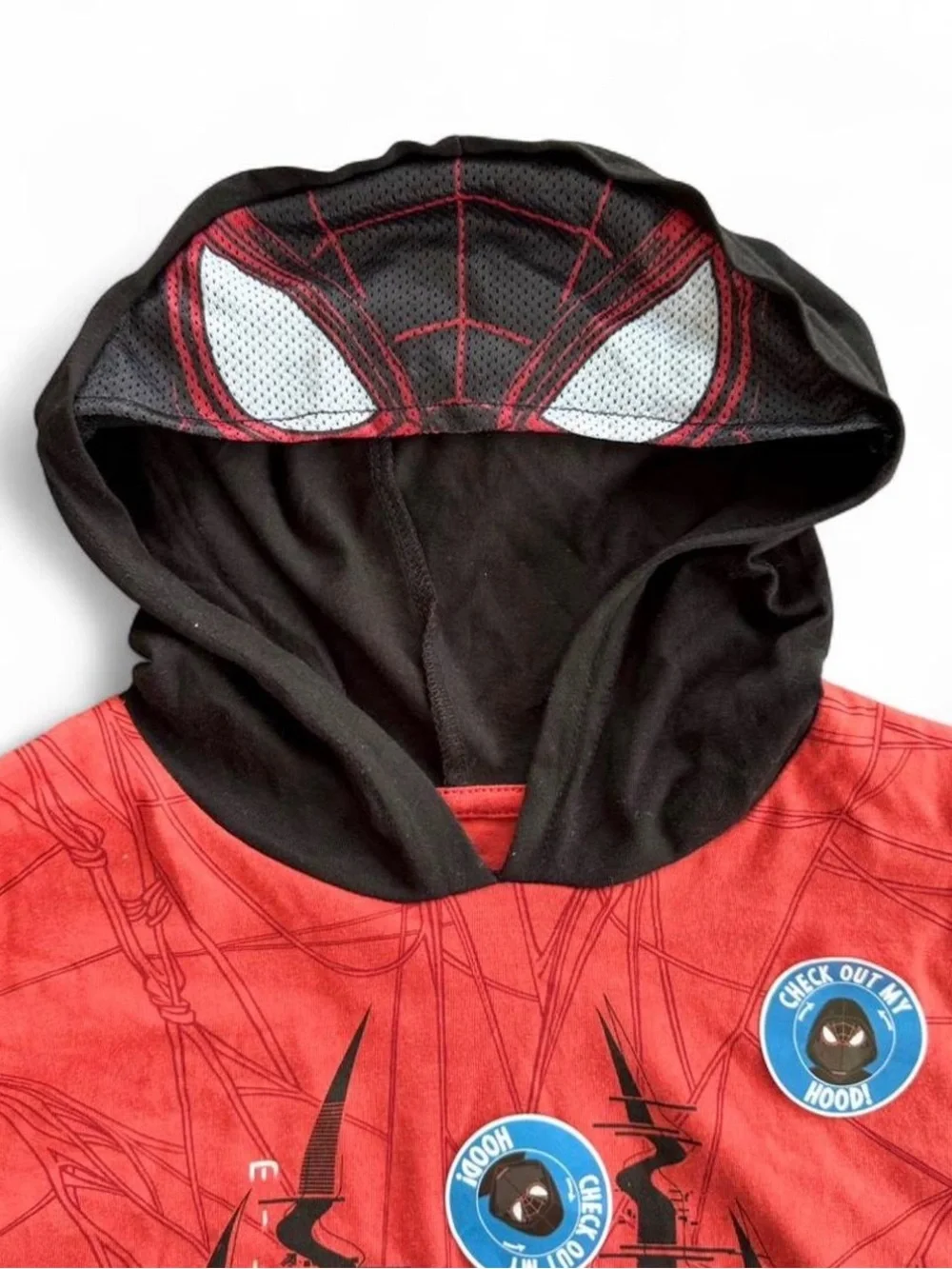 Marvel SpiderMan Miles Morales Boys Hooded Shirt Shorts Set Size 7 Red Black - Picture 5 of 11